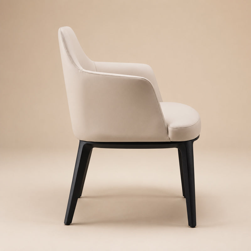 full white leather dining chair
