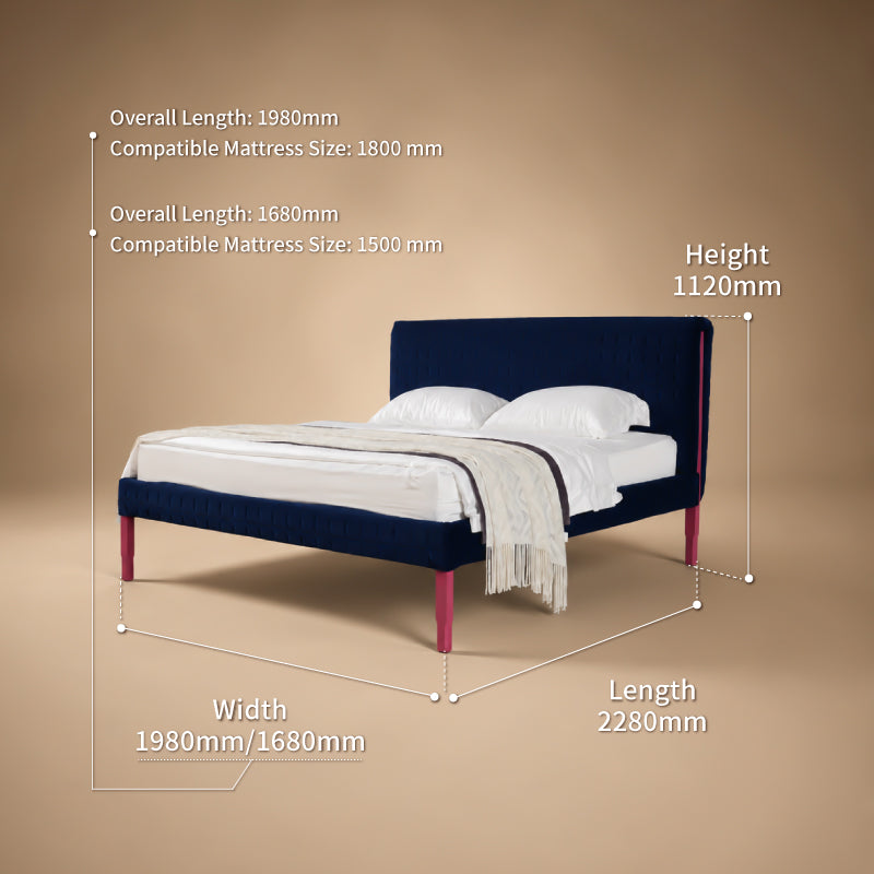 Dash Contrast-Trim Upholstered Bed Frame