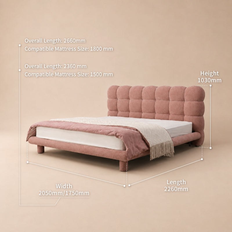 pink fabric bed frame