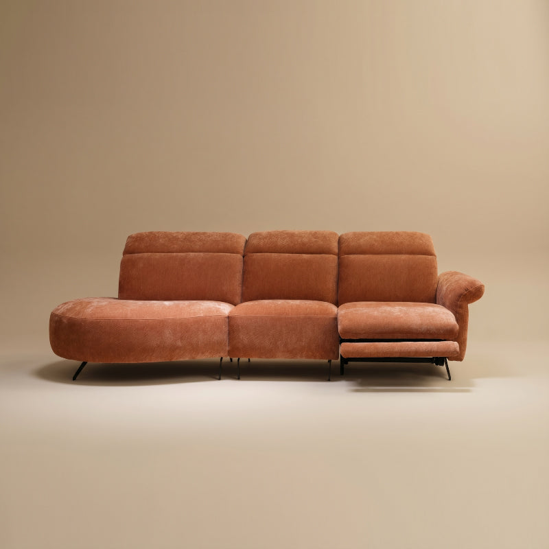 Luxury Electric Recliner Sofa with OKIN Motor | Chenille Fabric & Top-Grain Leather