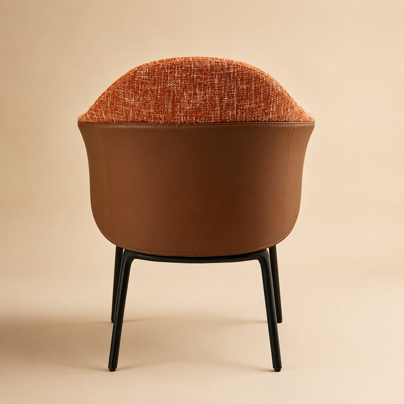 red fabric dining chair