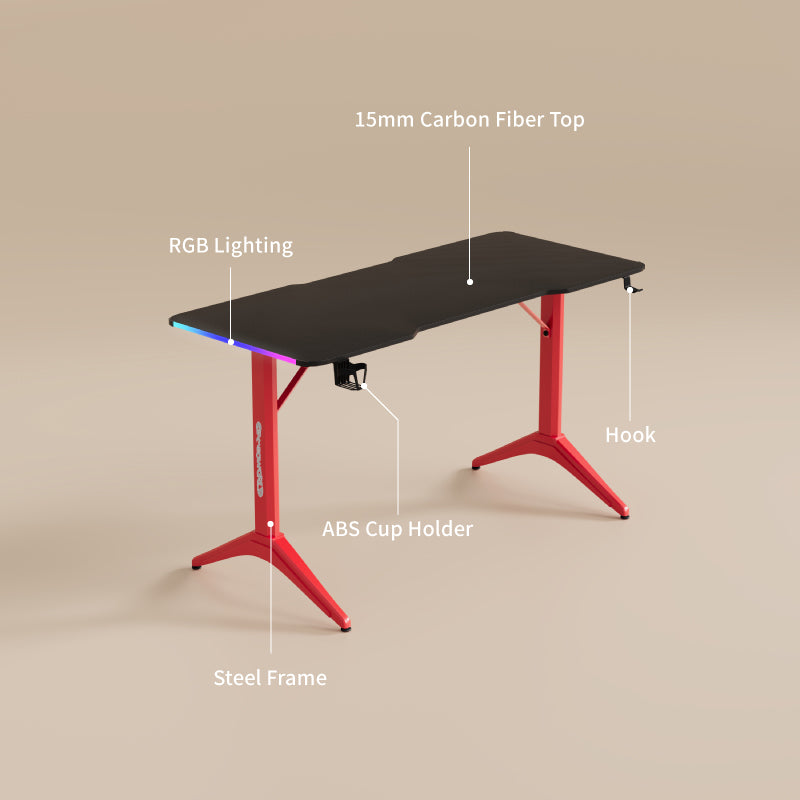 Gaming Desk -Black top&Red leg