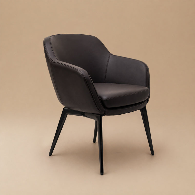 brown leather dining chair