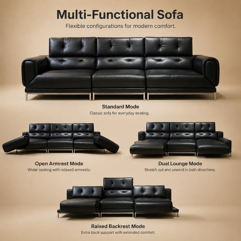 black leather sofa