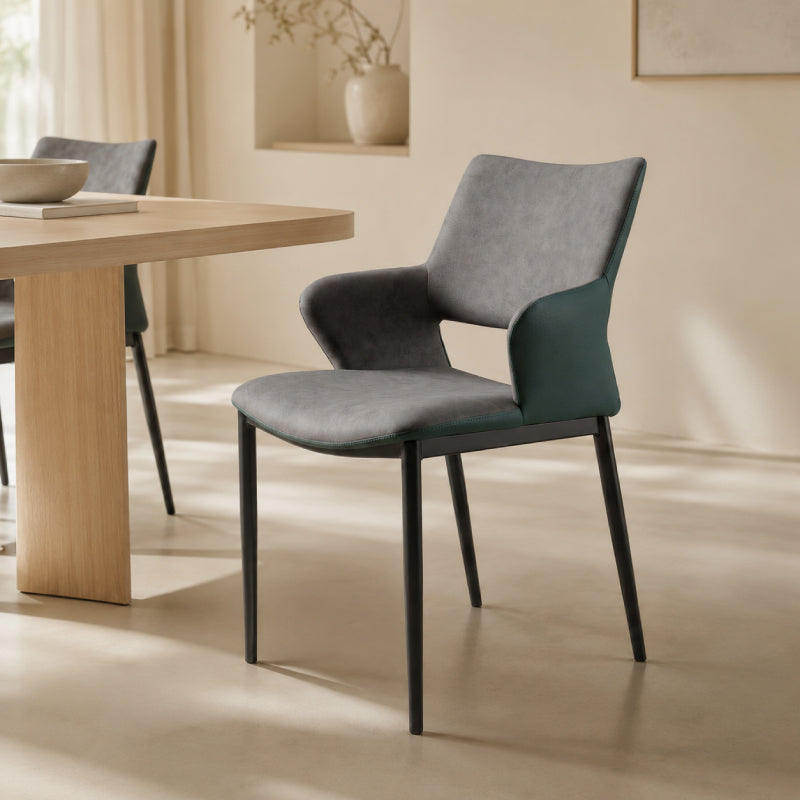 grey leather dining chair