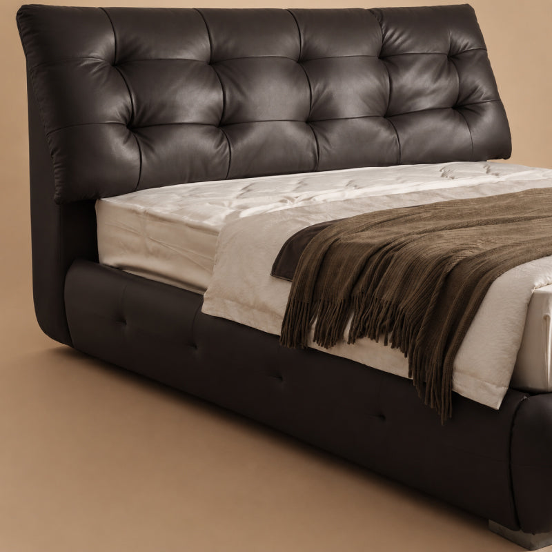 black leather bed frame