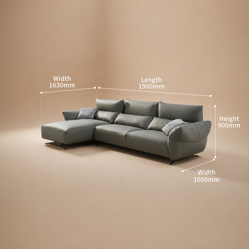 Luxury Top-Grain Leather Recliner Sofa with Feather Filling & Solid Larch Wood Frame