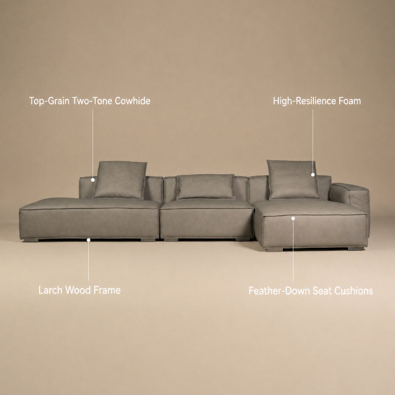 3 Seater Luxury Leather Sofa – Top Grain Cow Leather & Feather Cushion