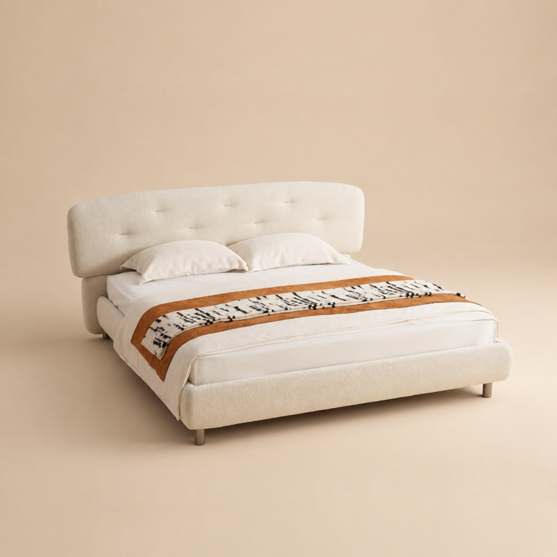beige bed frame