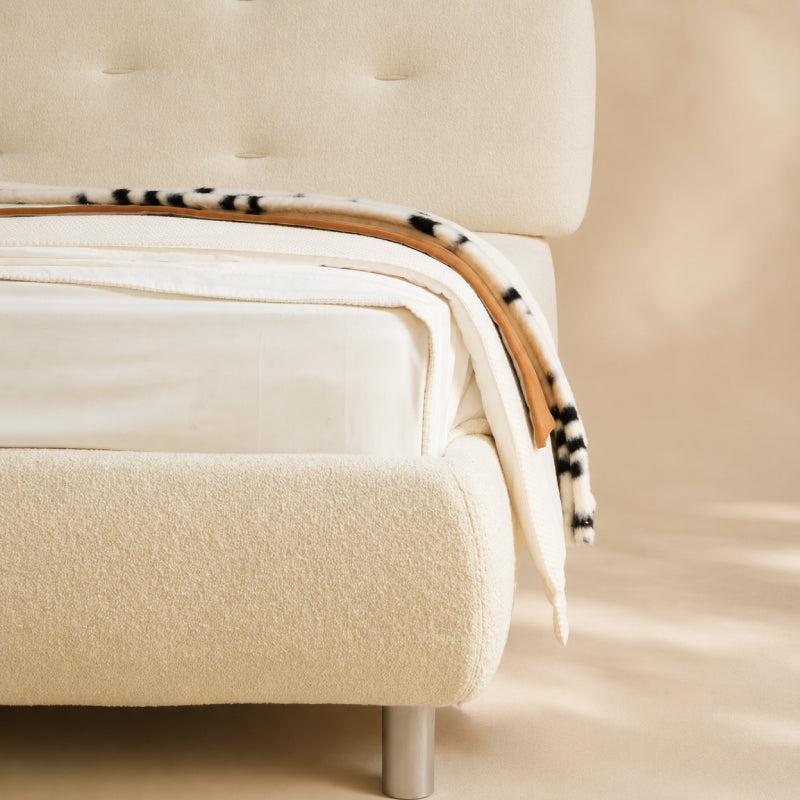 beige bed frame