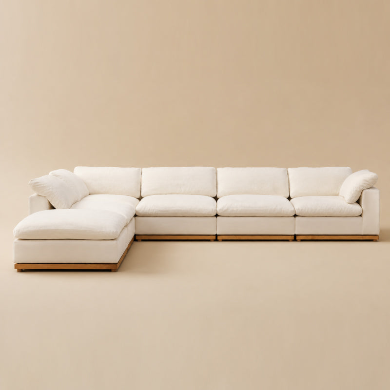 Luxury Feather-Filled Fabric Sofa with Russian Larch Solid Wood Frame