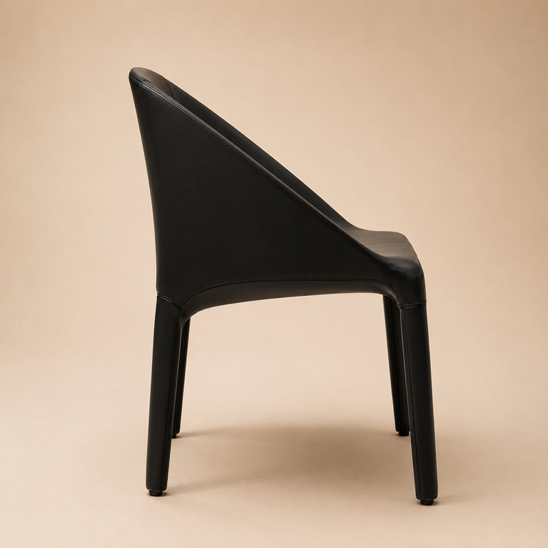 Modern Black Leather Dining Chair – Minimalist Upholstered Dining Seat