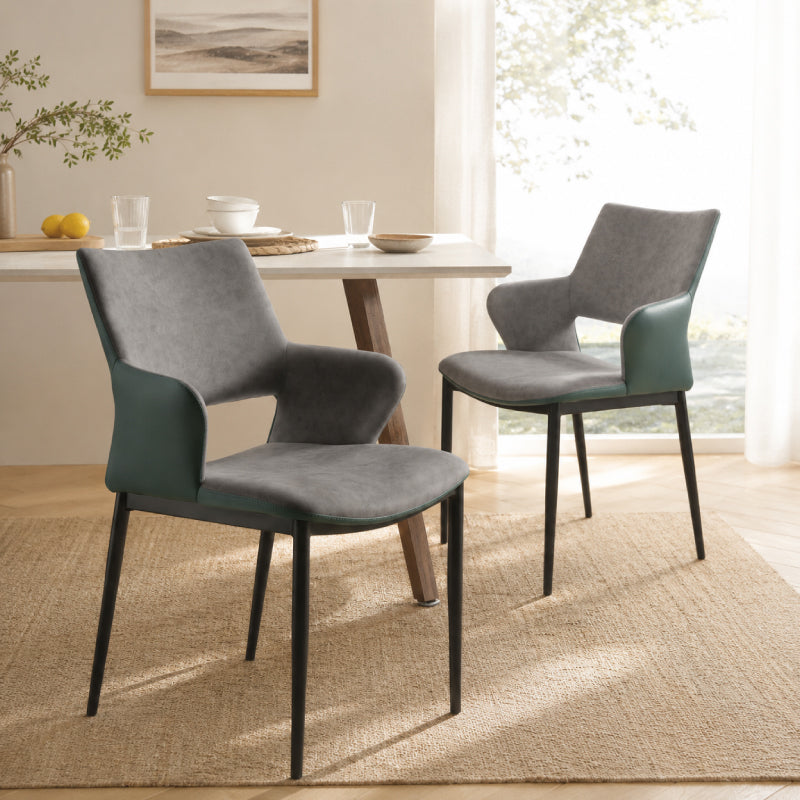 grey leather dining chair