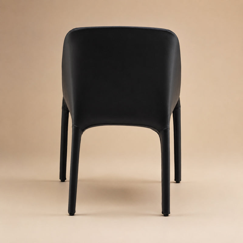Modern Black Leather Dining Chair – Minimalist Upholstered Dining Seat