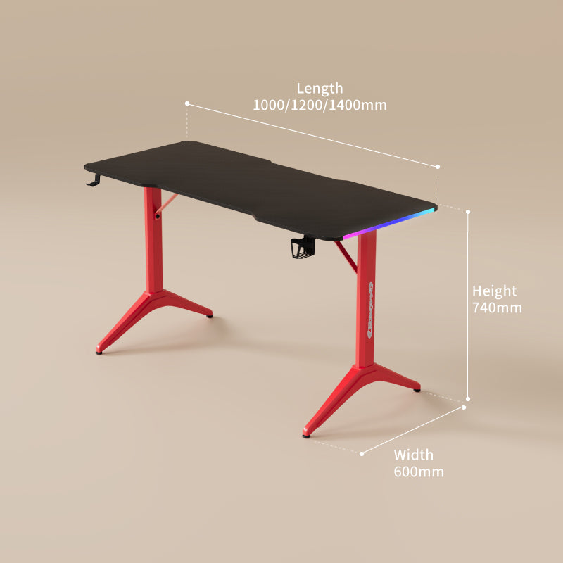 Gaming Desk -Black top&Red leg