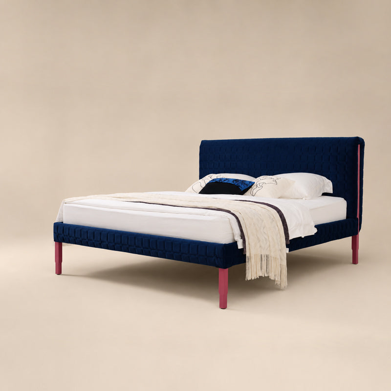 Dash Contrast-Trim Upholstered Bed Frame