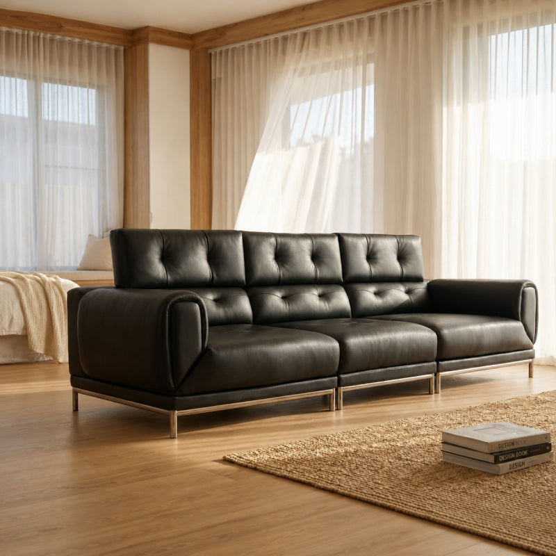 black leather sofa