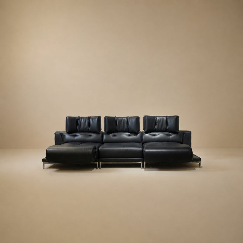 black leather sofa