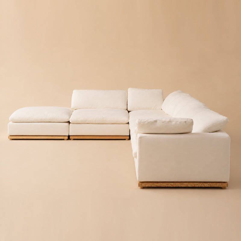 Luxury Feather-Filled Fabric Sofa with Russian Larch Solid Wood Frame