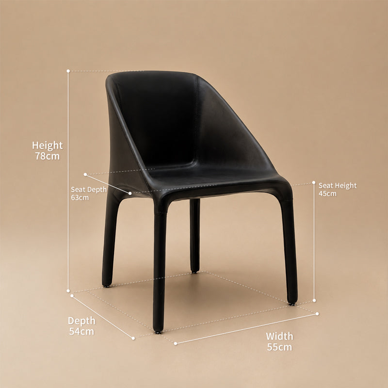 Modern Black Leather Dining Chair – Minimalist Upholstered Dining Seat