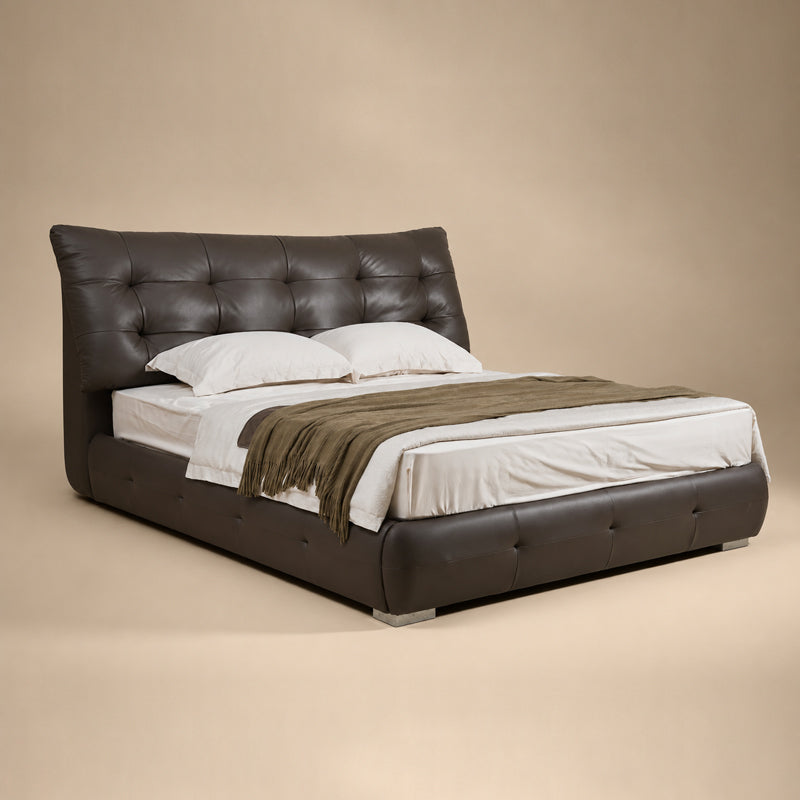 black leather bed frame