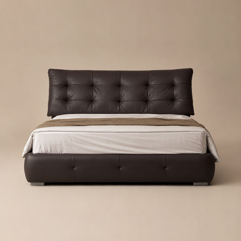 black leather bed frame
