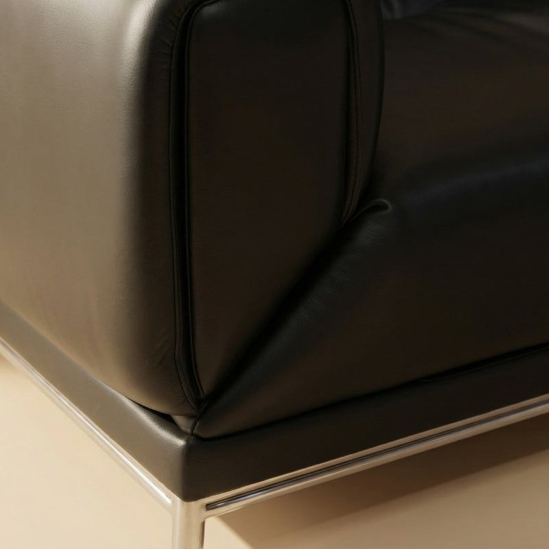 black leather sofa