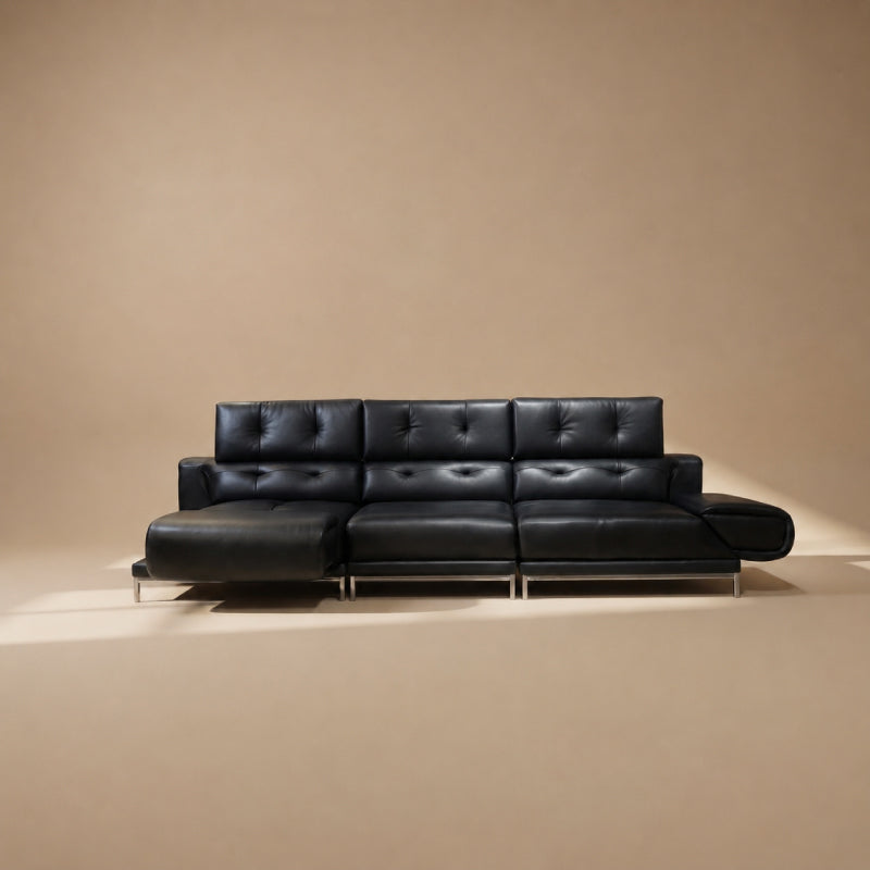 black leather sofa