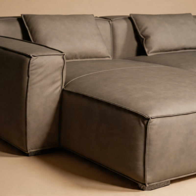 3 Seater Luxury Leather Sofa – Top Grain Cow Leather & Feather Cushion