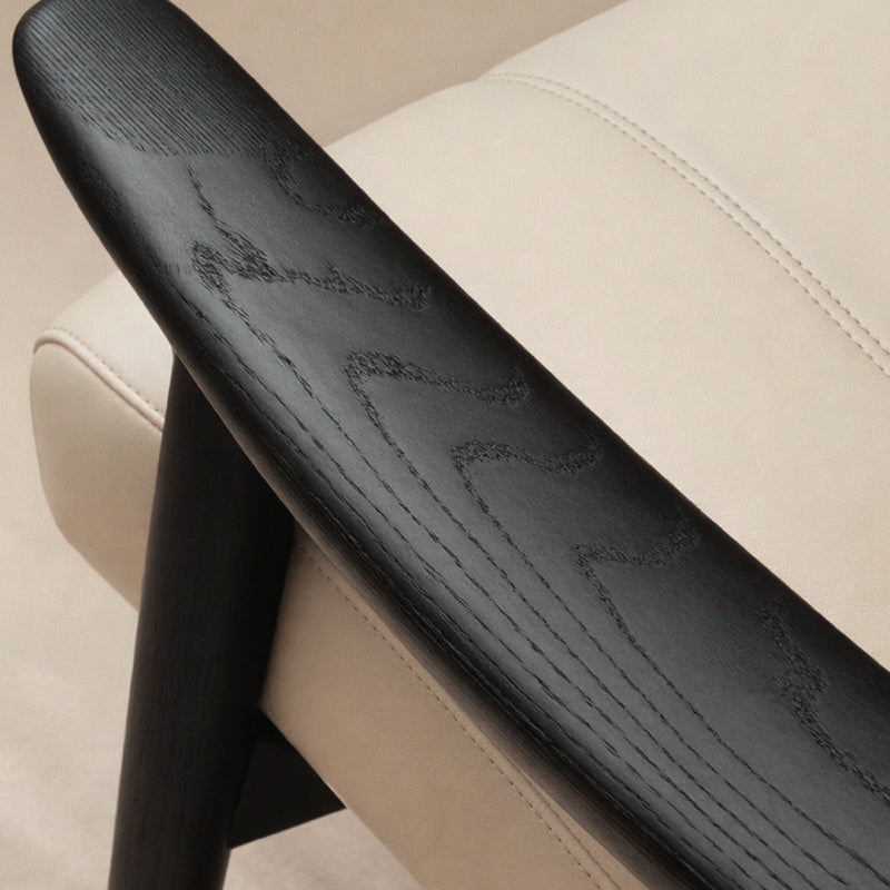 Ash Wood & Genuine Leather Lounge Chair – Modern Accent Armchair