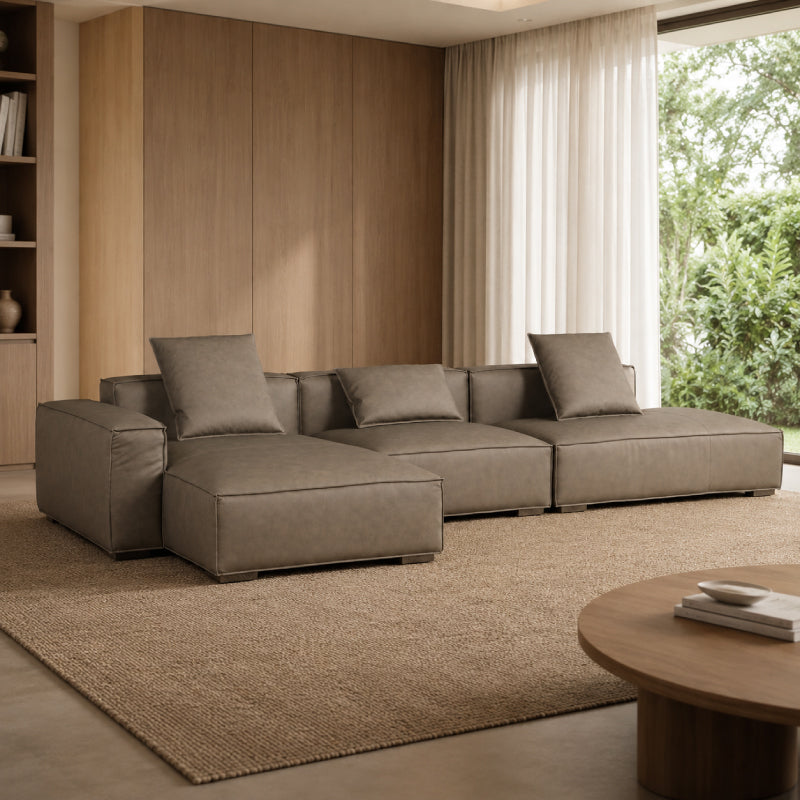 3 Seater Luxury Leather Sofa – Top Grain Cow Leather & Feather Cushion