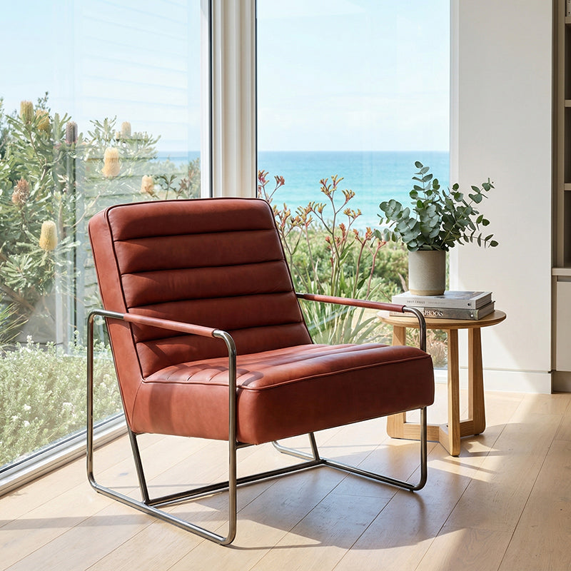 Red leather leisure chair