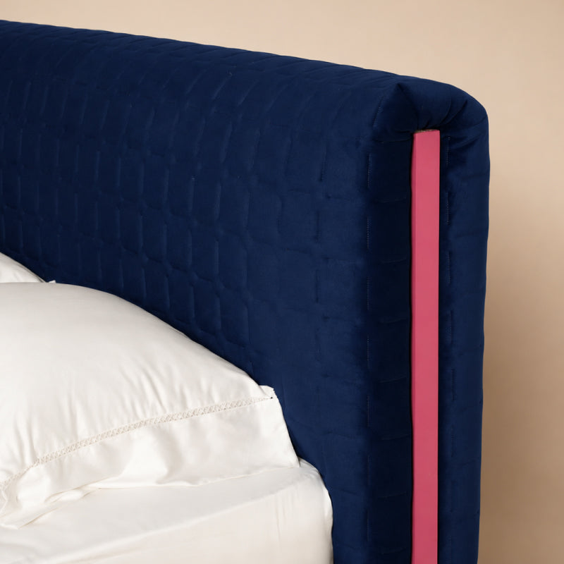 Dash Contrast-Trim Upholstered Bed Frame