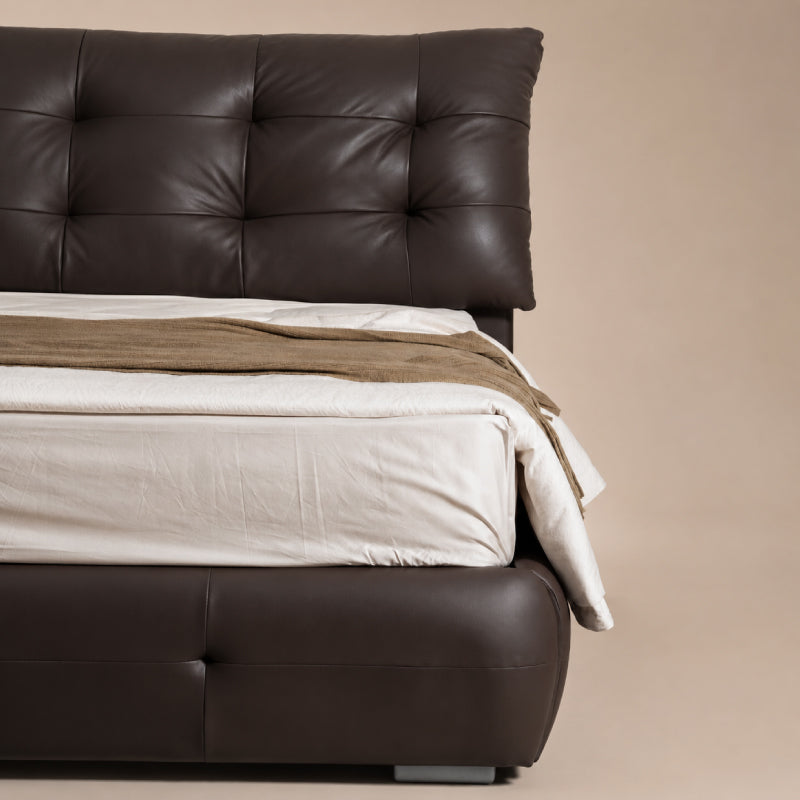 black leather bed frame