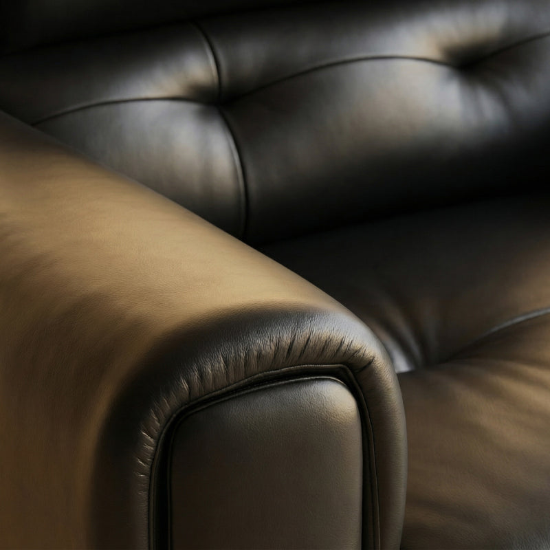 black leather sofa
