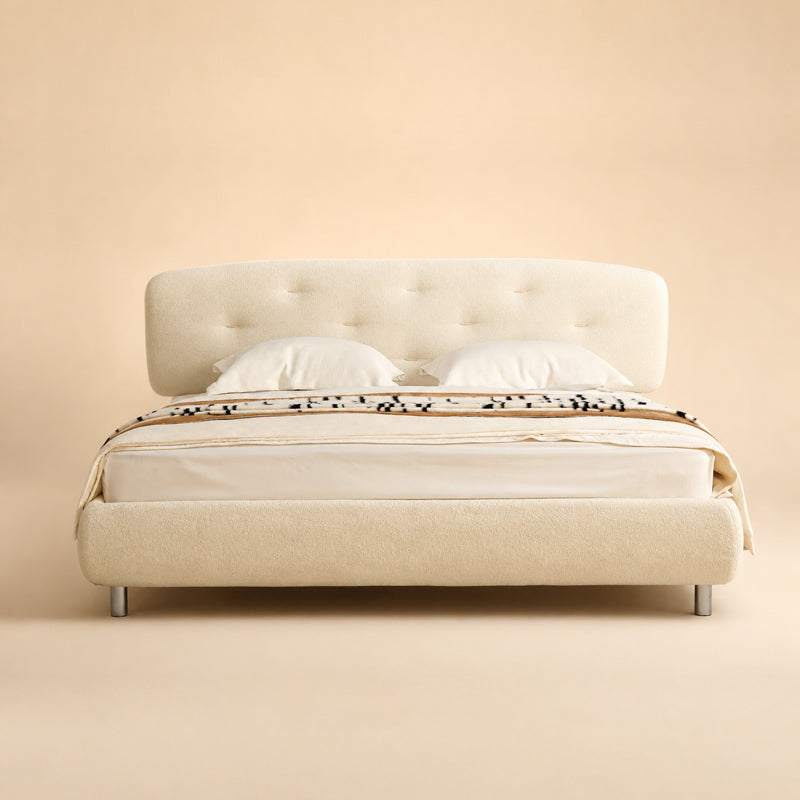 beige bed frame