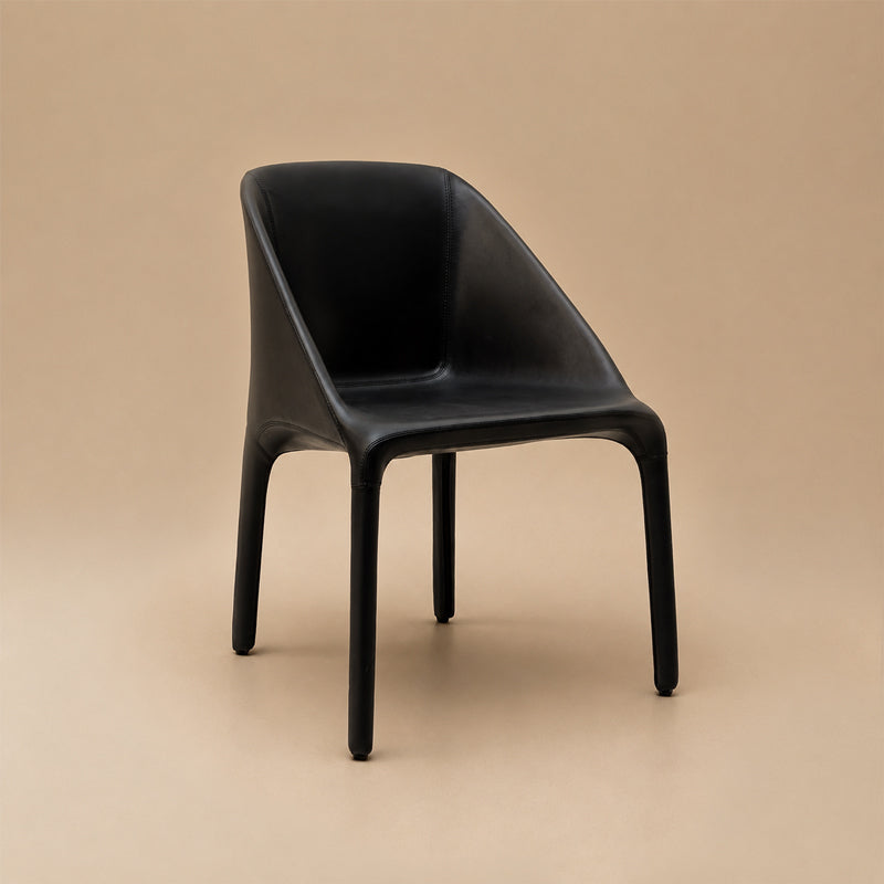 Modern Black Leather Dining Chair – Minimalist Upholstered Dining Seat