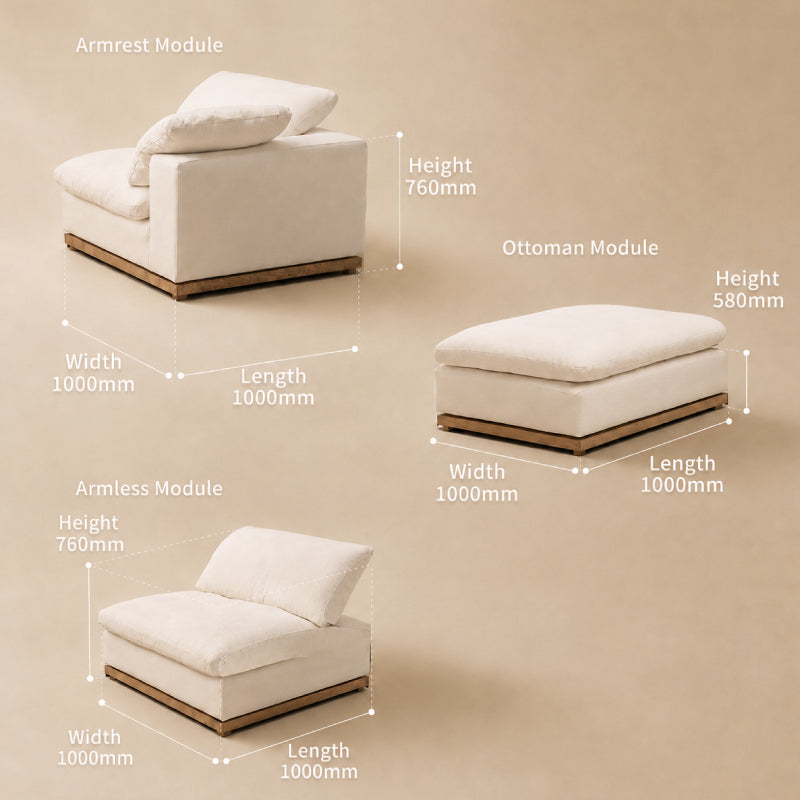 Luxury Feather-Filled Fabric Sofa with Russian Larch Solid Wood Frame