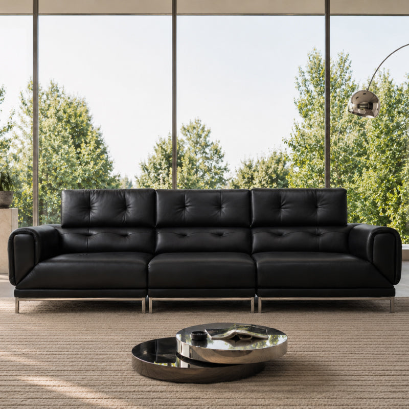 black leather sofa