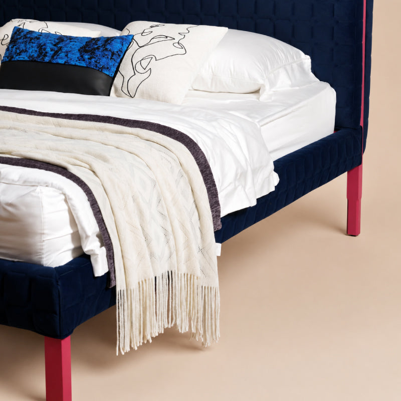 Dash Contrast-Trim Upholstered Bed Frame