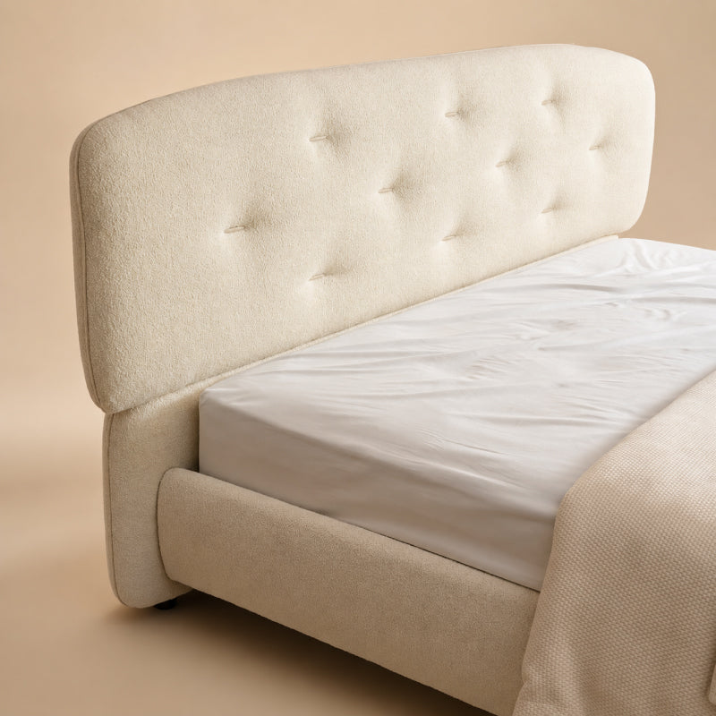 beige bed frame