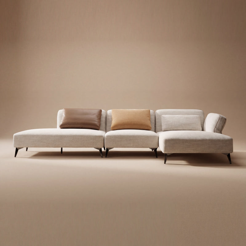 Modern Fabric Sofa – Linen Upholstered 3 Seater Couch with Feather Cushion