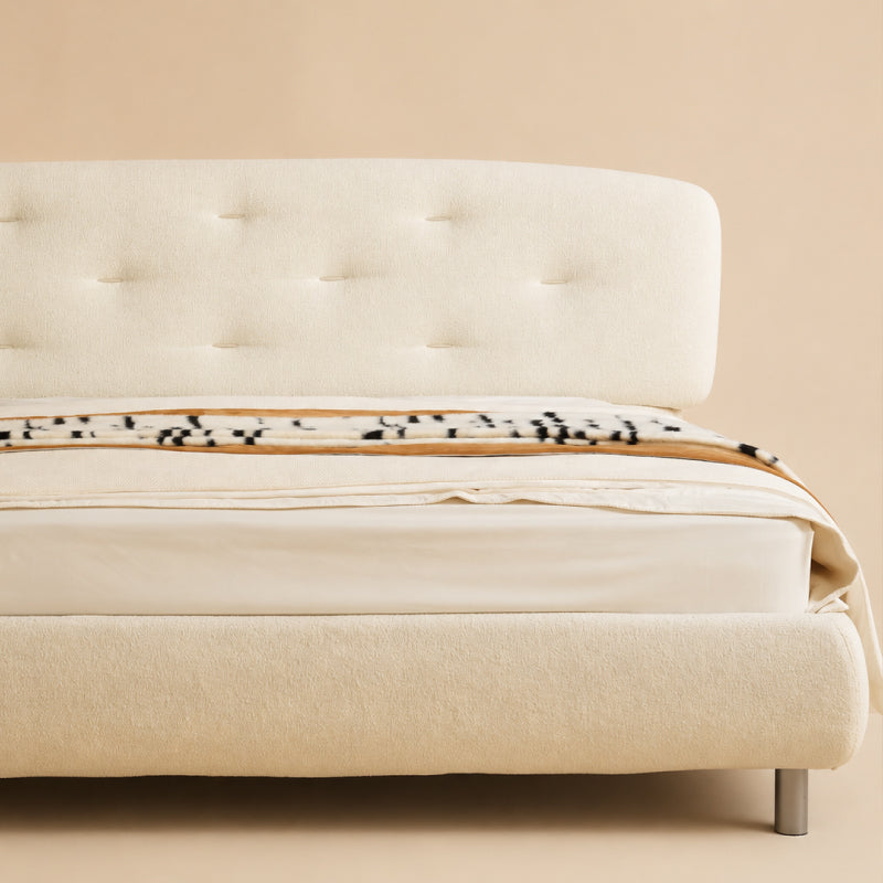 beige bed frame
