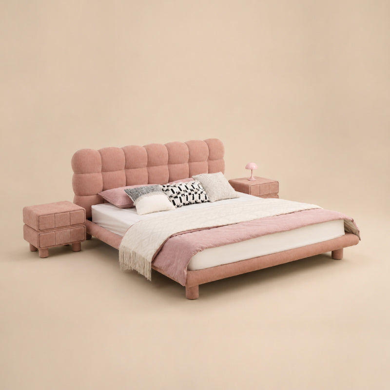 pink fabric bed frame