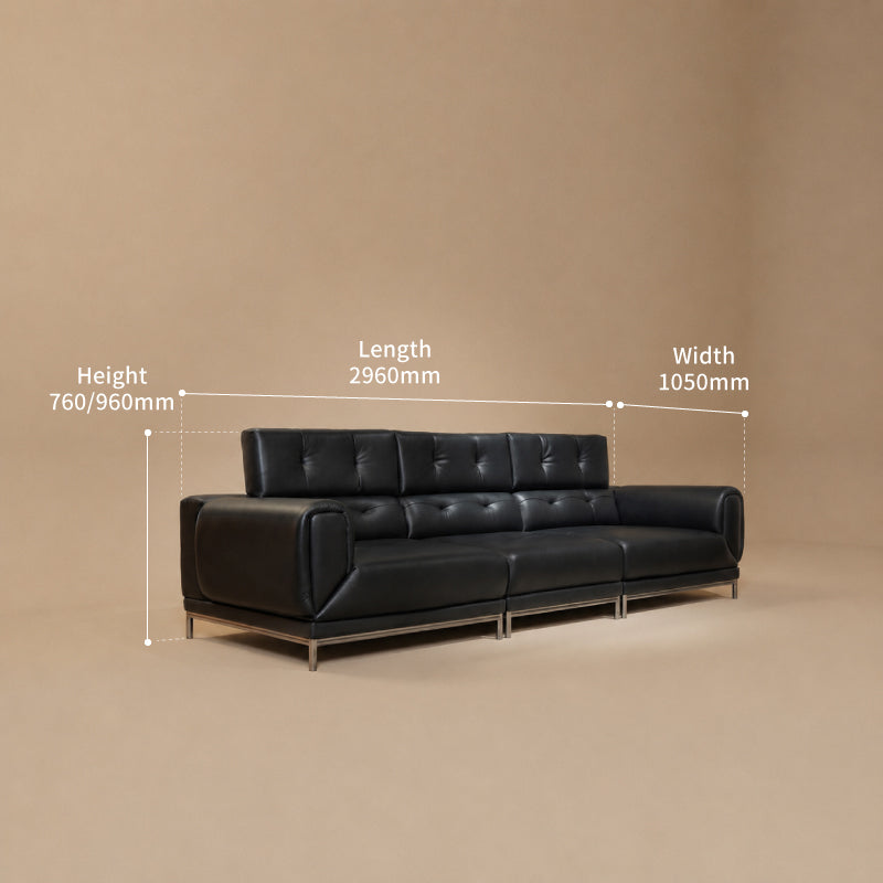 black leather sofa