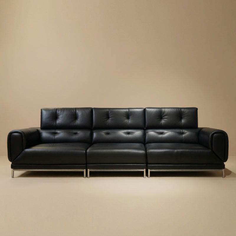 black leather sofa