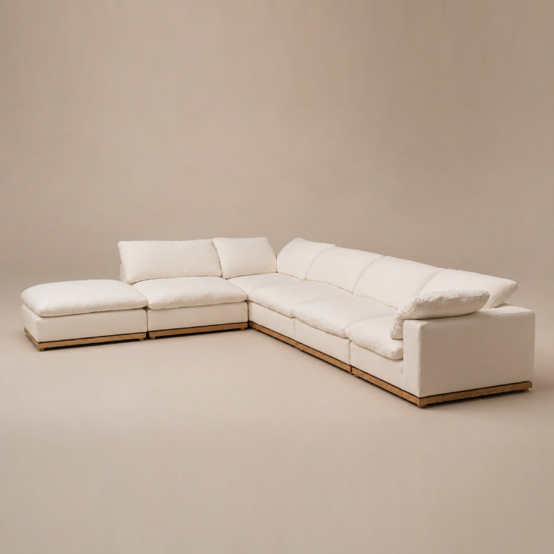 Luxury Feather-Filled Fabric Sofa with Russian Larch Solid Wood Frame