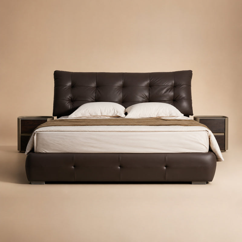 black leather bed frame