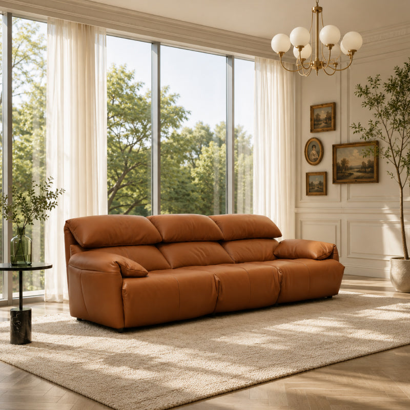 orange leather sofa