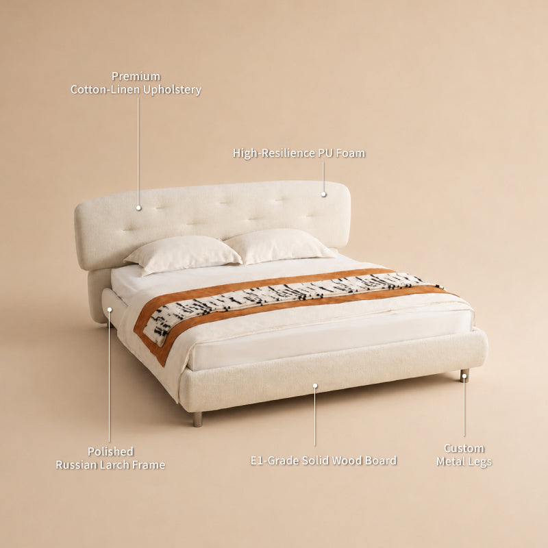 beige bed frame